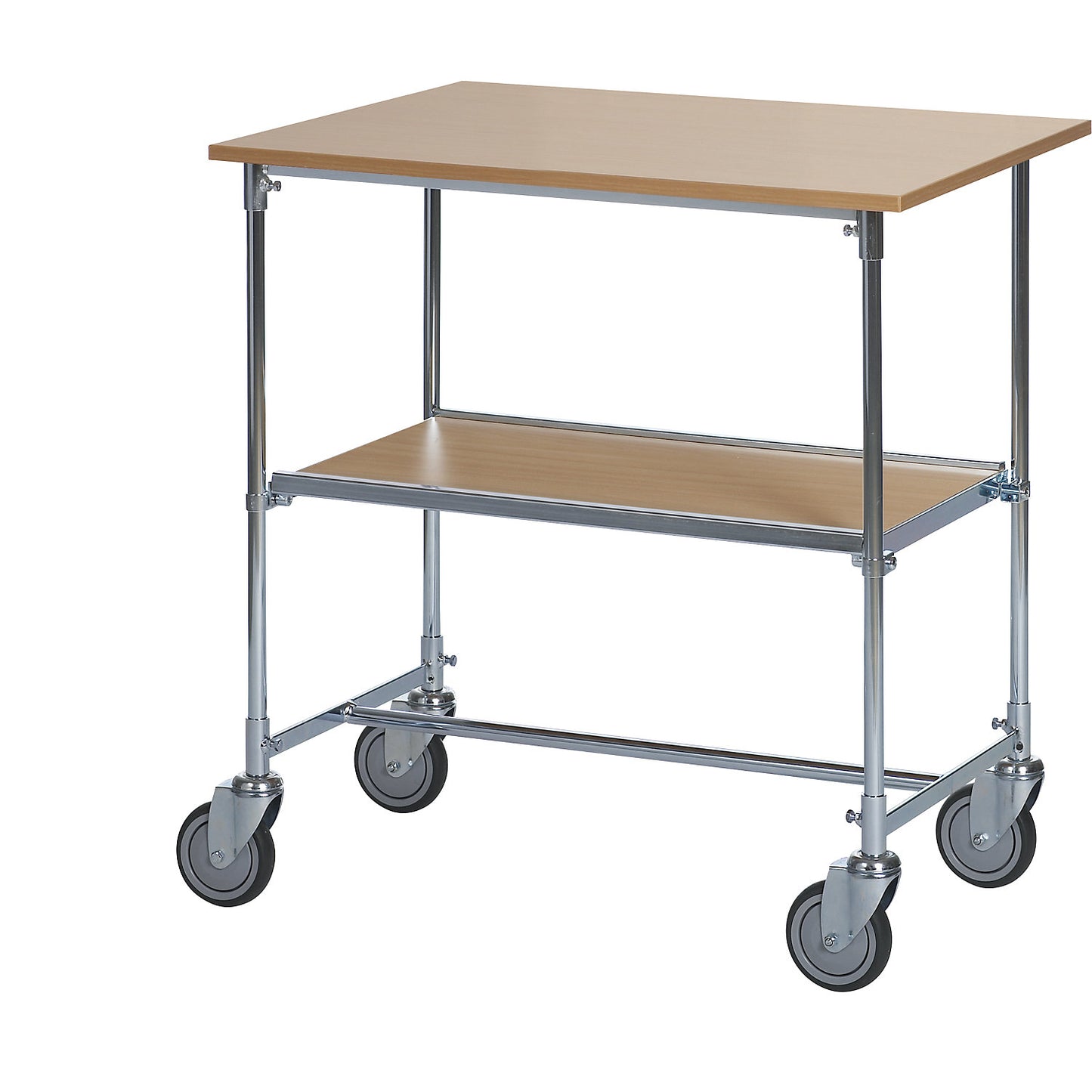 Table trolley, zinc plated, LxWxH 820 x 600 x 900 mm, beech finish.
