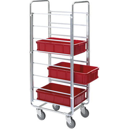 Shelf truck for boxes, LxWxH 670 x 465 x 1585 mm, max. load 200 kg.