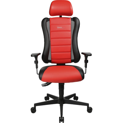 SITNESS RS office swivel chair, incl. head rest and arm rests, black / red.