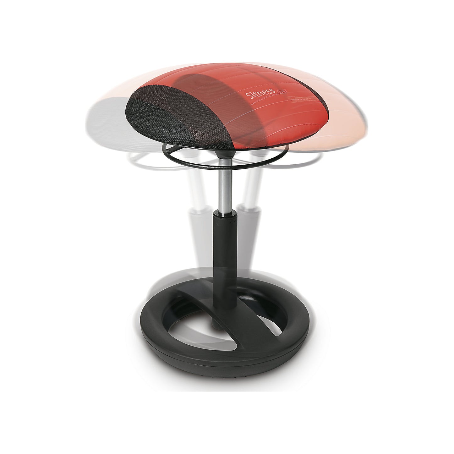 SITNESS RS BOB stool, seat Ø 385 mm, black / red.