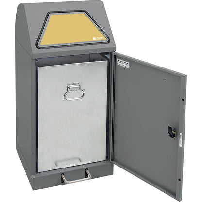 Recyclable waste collector with pedal, with inner container, capacity 60 l, grey aluminium/textured.