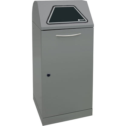 Recyclable waste container, manually operated access flap, with inner container, capacity 120 L, grey aluminium/structure.