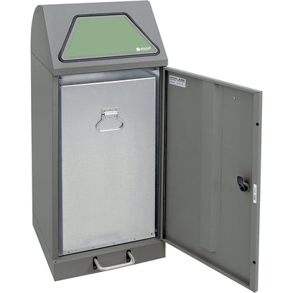 Recyclable waste collector with pedal, with inner container, capacity 75 l, grey aluminium/textured.