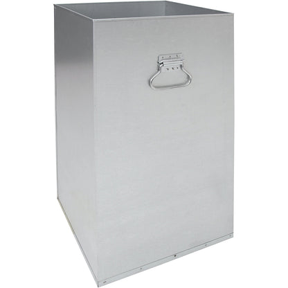 Recyclable waste container, manually operated access flap, with waste bag holder, capacity 120 L, grey aluminium/structure.