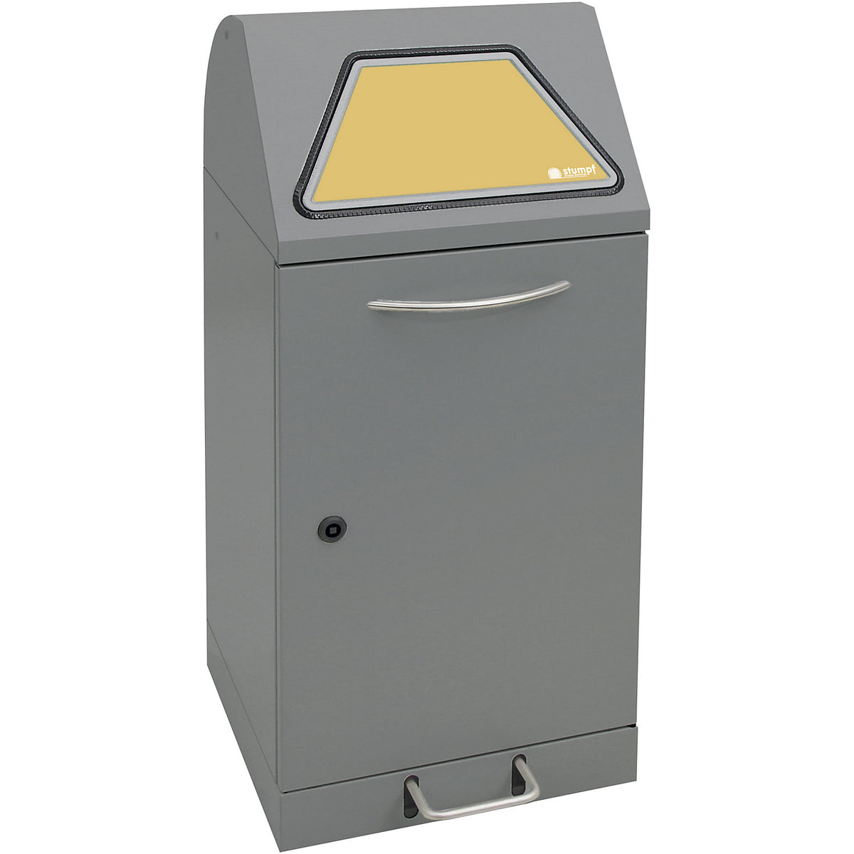 Recyclable waste collector with pedal, with inner container, capacity 60 l, grey aluminium/textured.