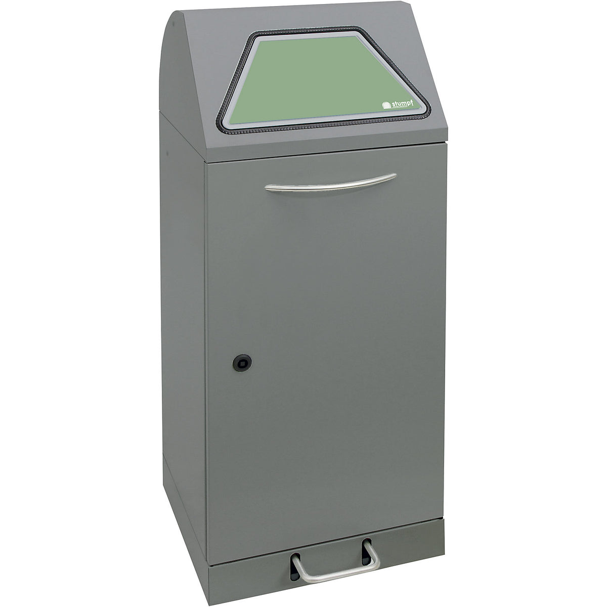 Recyclable waste collector with pedal, with inner container, capacity 75 l, grey aluminium/textured.