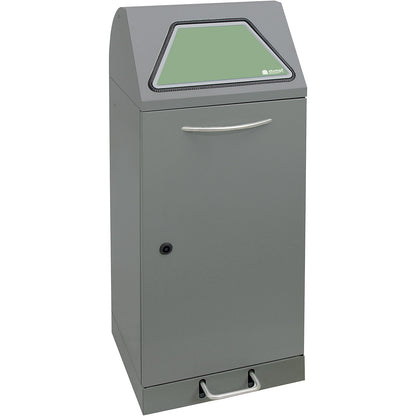 Recyclable waste collector with pedal, with inner container, capacity 75 l, grey aluminium/textured.