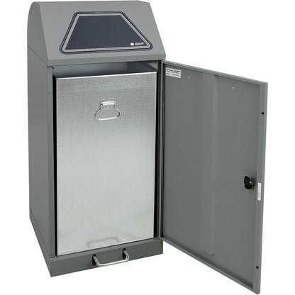Recyclable waste collector with pedal, with inner container, capacity 120 l, grey aluminium/textured.
