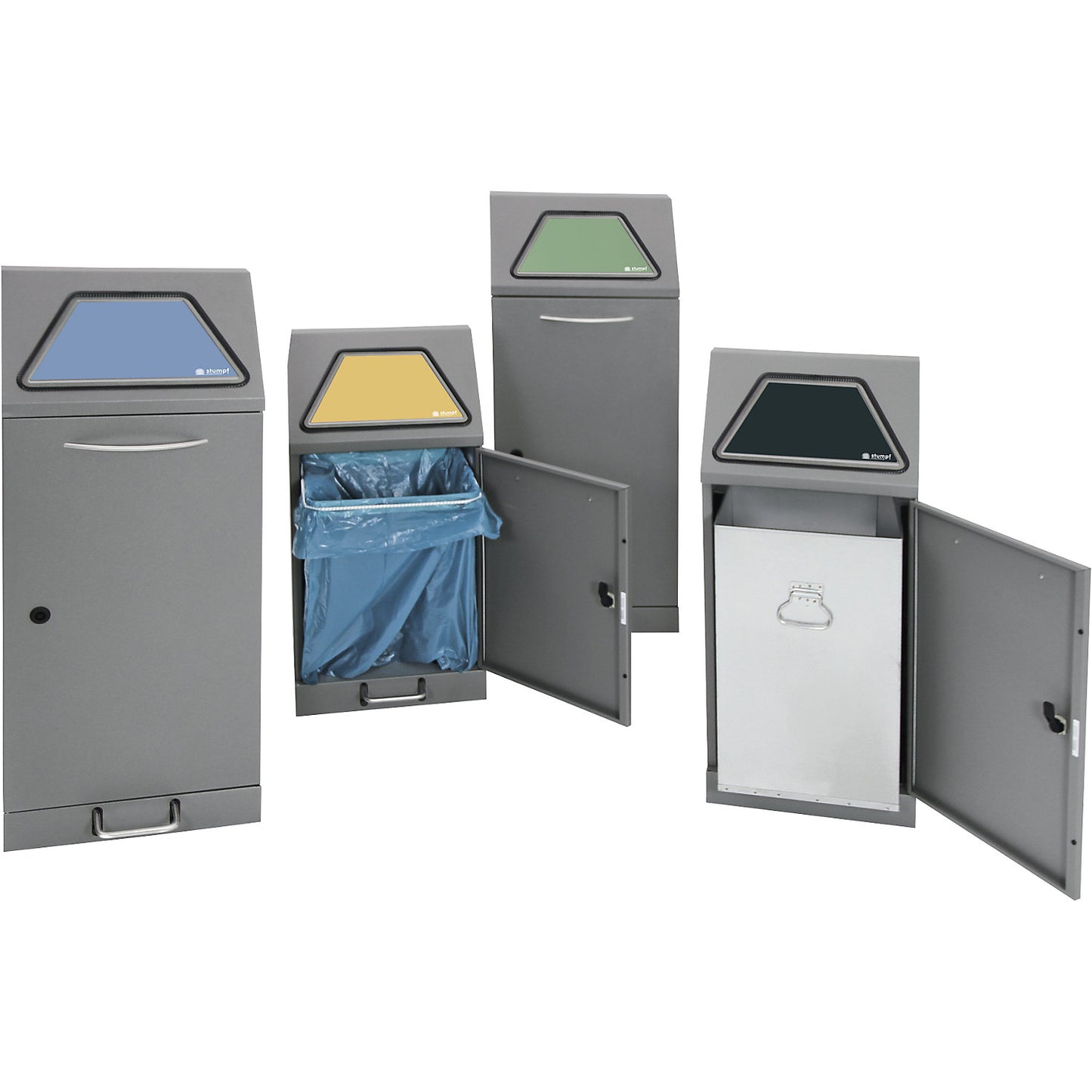 Recyclable waste collector with pedal, with waste sack holder, capacity 45 l, light grey.