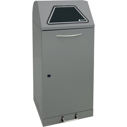 Recyclable waste collector with pedal, with waste sack holder, capacity 120 l, grey aluminium/textured.