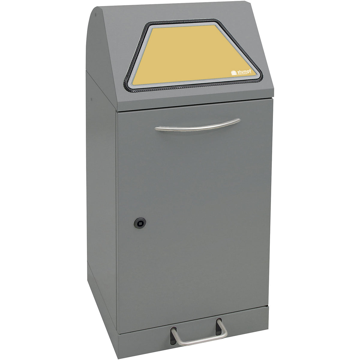 Recyclable waste collector with pedal, with waste sack holder, capacity 60 l, grey aluminium/textured.