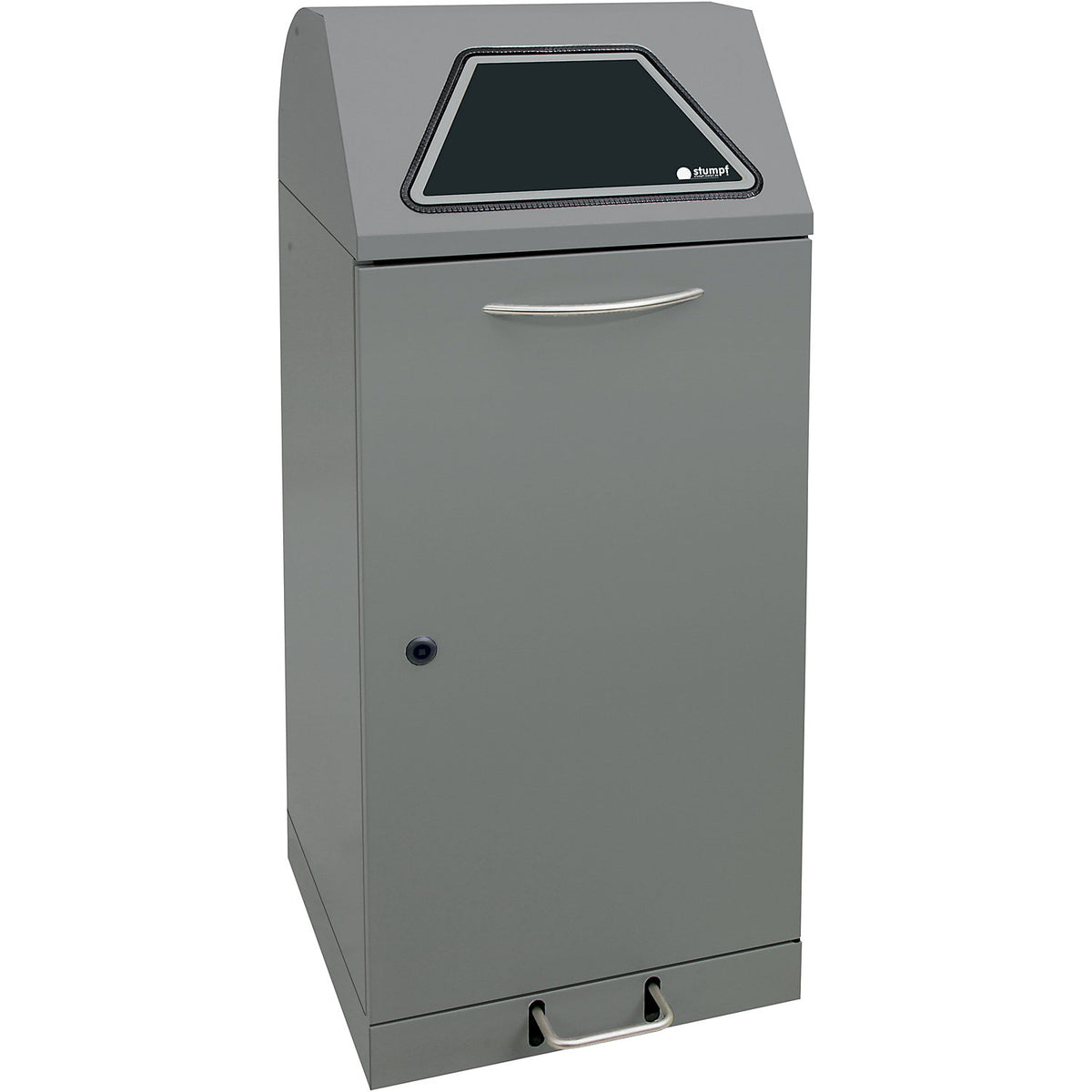 Recyclable waste collector with pedal, with inner container, capacity 120 l, grey aluminium/textured.