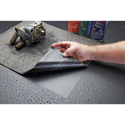 Universal absorbent sheeting mat with PE coating, pack of 50, WxL 390 x 510 mm.