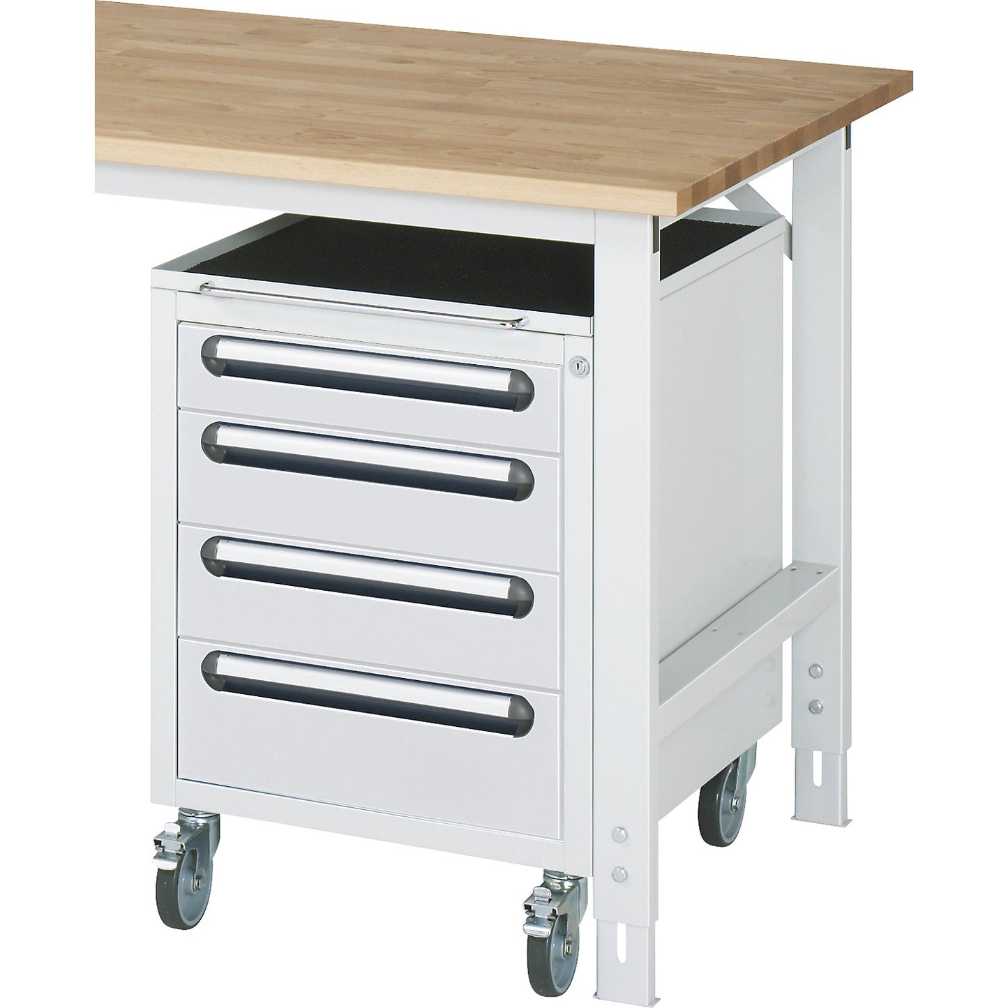 Mobile drawer unit, HxWxD 690 x 490 x 600 mm, 4 drawers, light grey.