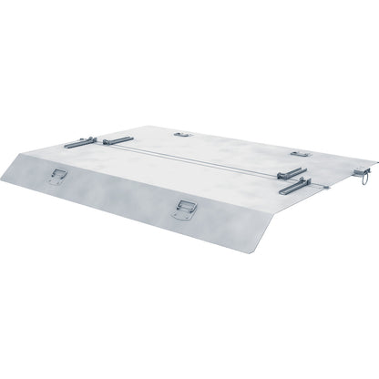 Lid for extremely low tilting skips, for skip capacity 0.61 m³, opens on two sides.