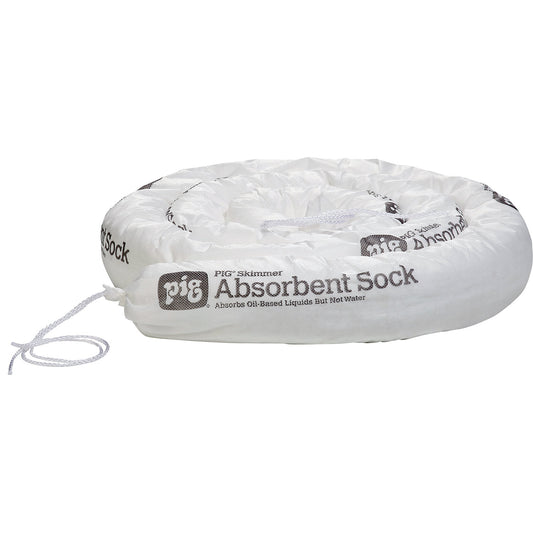 SKIMMER absorbent sheeting sock, length 3000 mm, pack of 6, 57 l/pack, Ø 80 mm.