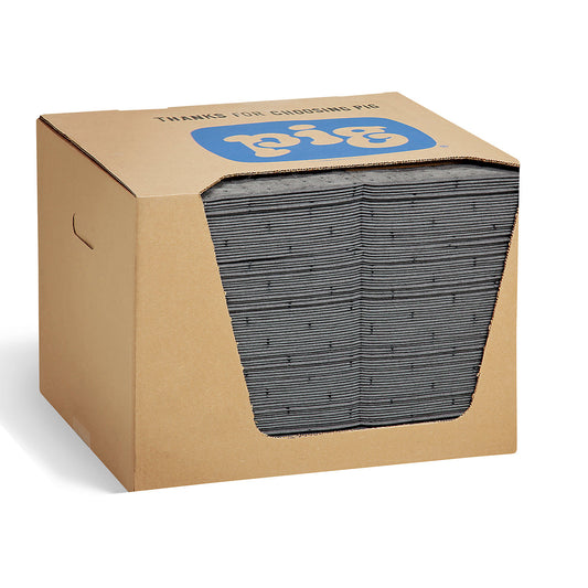 Universal absorbent sheeting, pack of 100, in a dispenser box, heavyweight version, WxL 380 x 510 mm.
