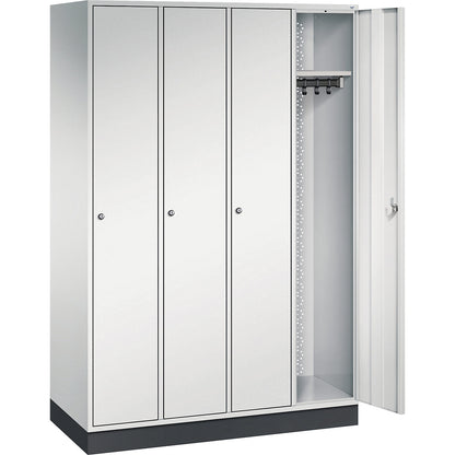 Intro clothes locker, width 1220 mm, 4 compartments, light grey body, light grey doors.