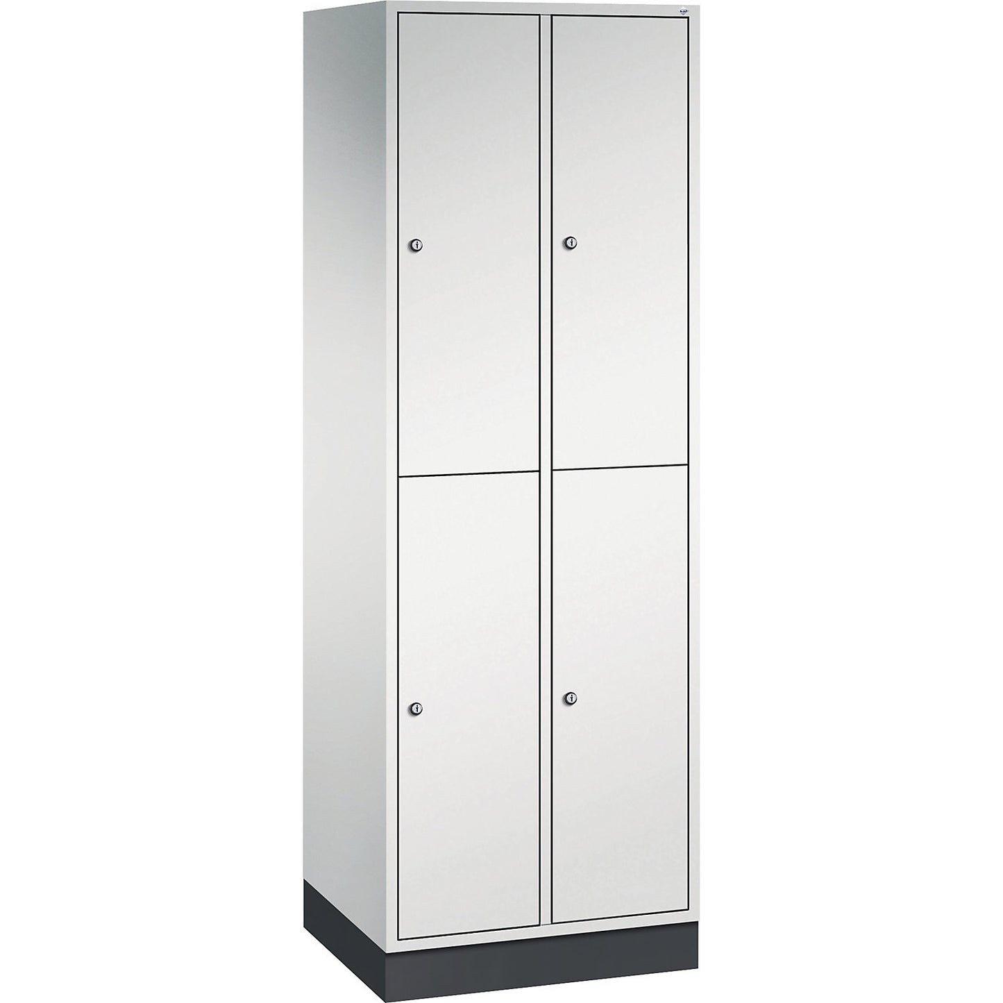 Intro double deck clothes lockers, 2 compartments, light grey, WxD 620 x 500 mm.