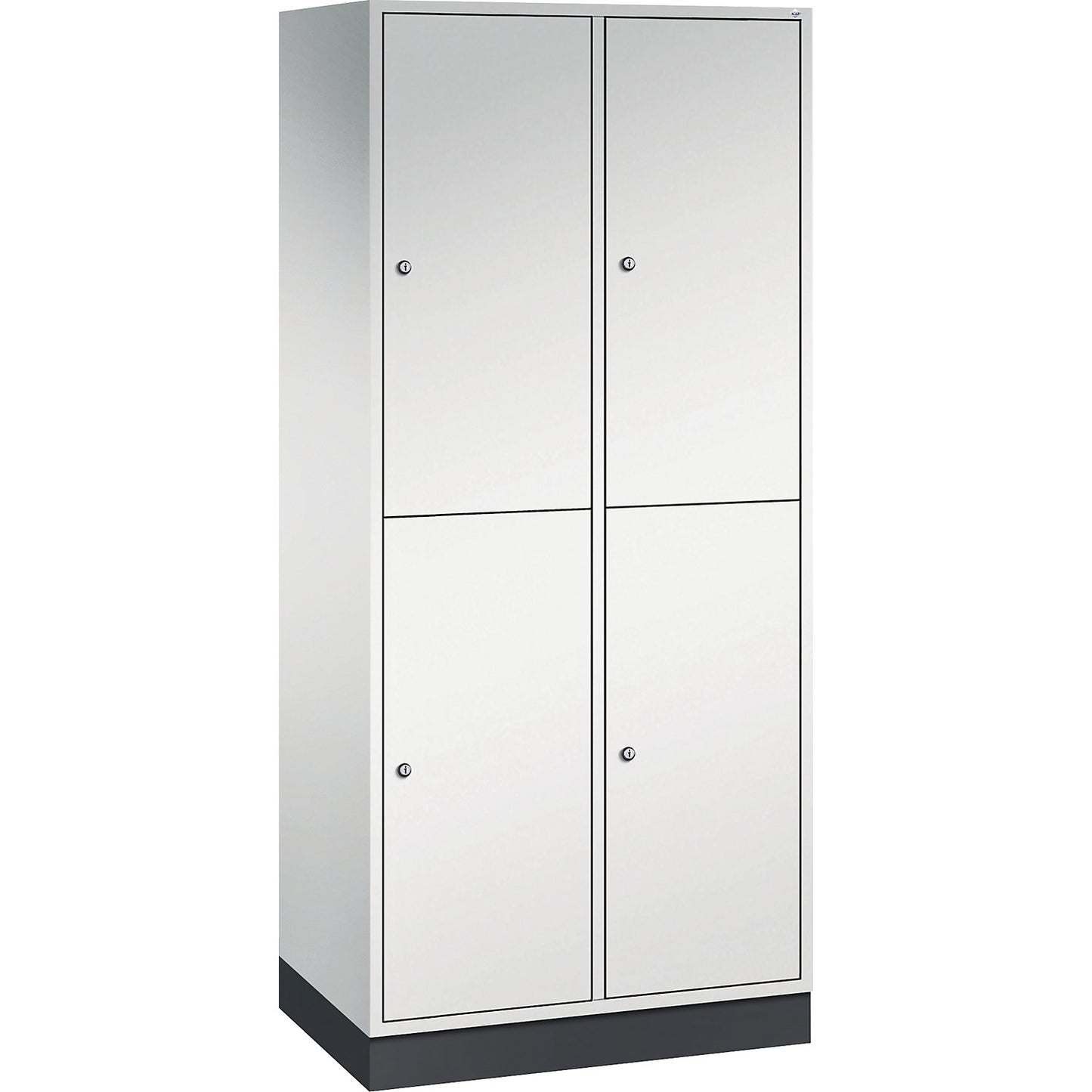 Intro double deck clothes lockers, 2 compartments, light grey, WxD 820 x 500 mm.