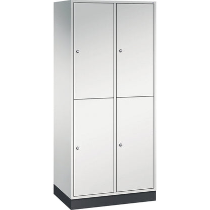 Intro double deck clothes lockers, 2 compartments, light grey, WxD 820 x 500 mm.