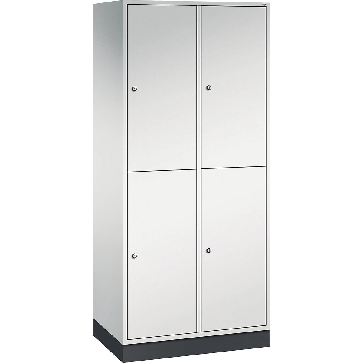 Intro double deck clothes lockers, 2 compartments, light grey, WxD 820 x 500 mm.