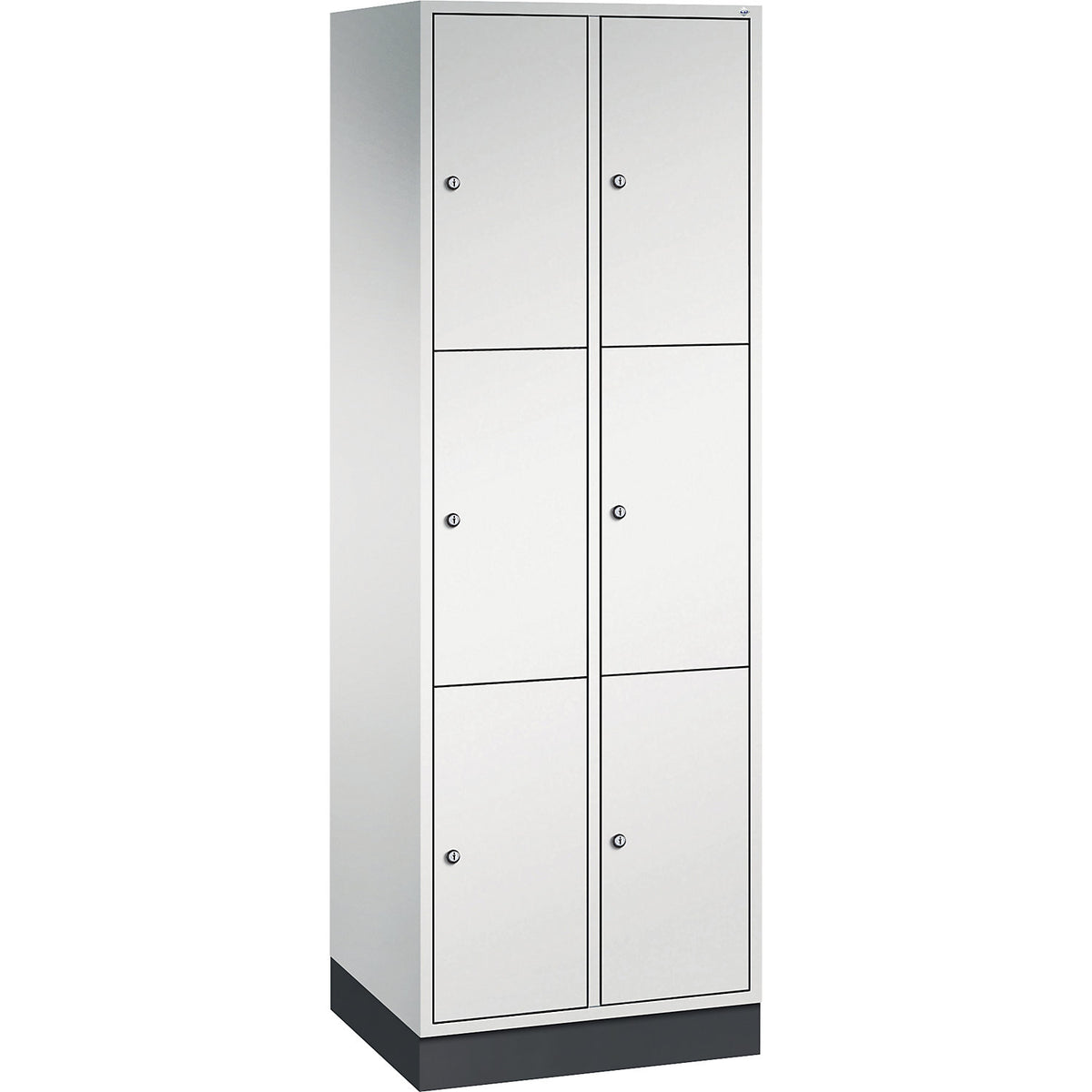 Intro 3-fold compartment locker, 2 compartments, light grey, WxD 620 x 500 mm.