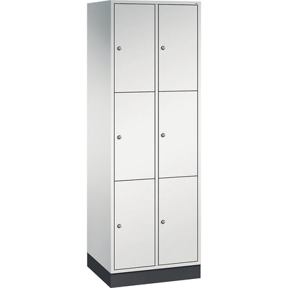 Intro 3-fold compartment locker, 2 compartments, light grey, WxD 620 x 500 mm.