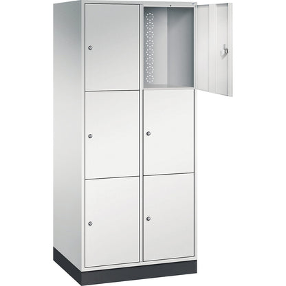 Intro 3-fold compartment locker, 2 compartments, light grey, WxD 820 x 600 mm.