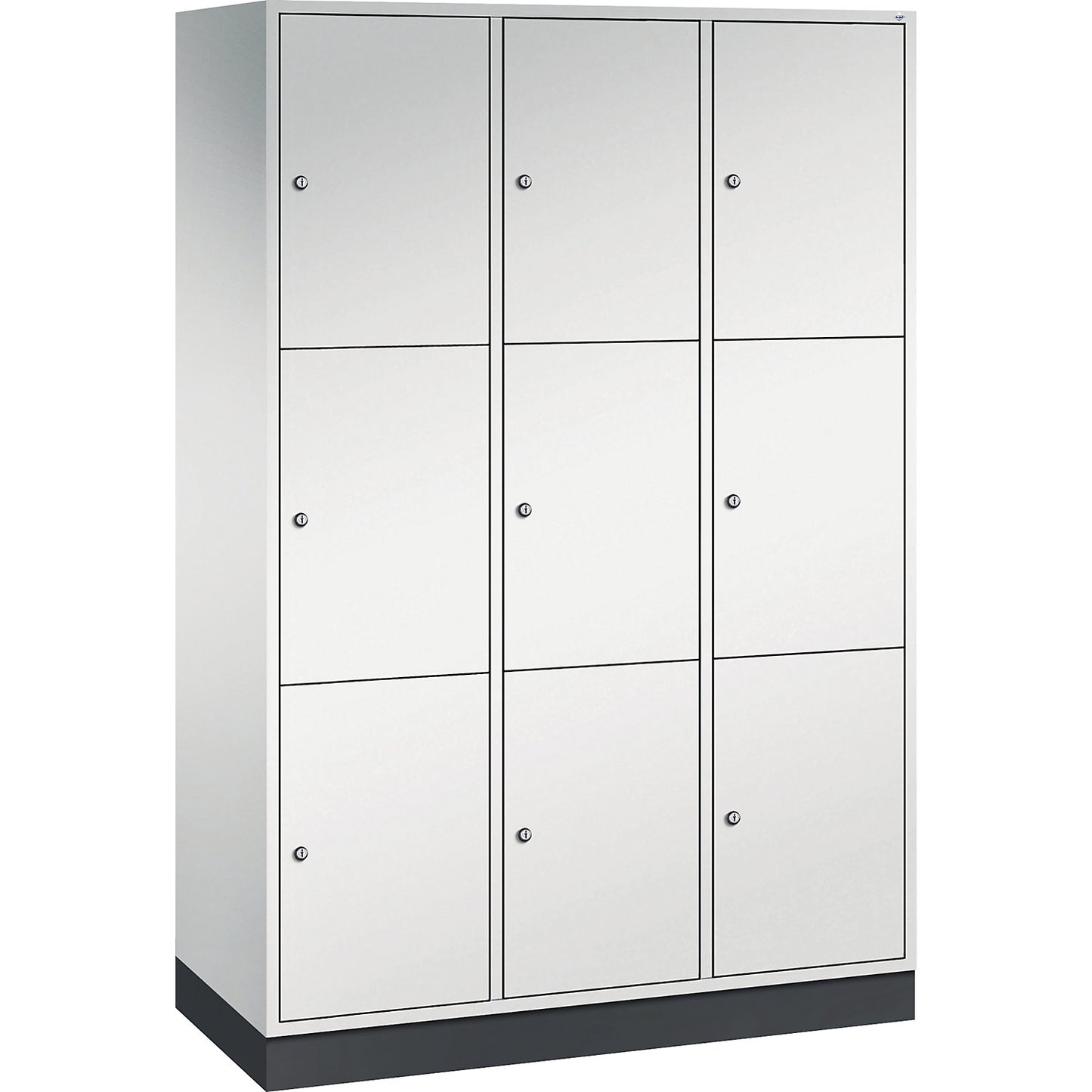 Intro 3-fold compartment locker, 3 compartments, light grey, WxD 1220 x 500 mm.