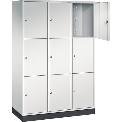 Intro 3-fold compartment locker, 3 compartments, light grey, WxD 1220 x 500 mm.