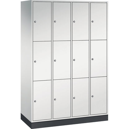 Intro 3-fold compartment locker, 4 compartments, light grey, WxD 1220 x 500 mm.