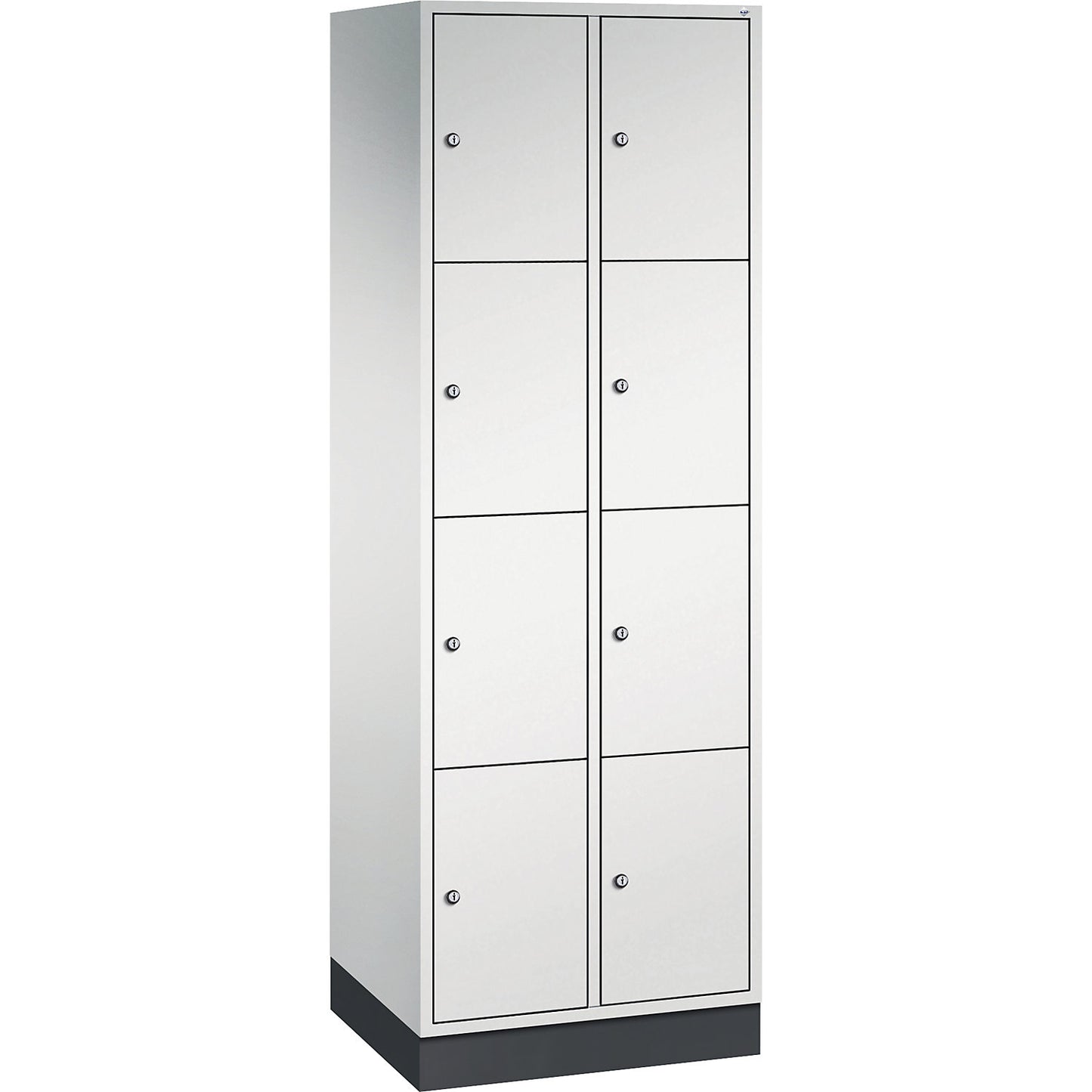 Intro 4-fold compartment locker, 2 compartments, light grey, WxD 620 x 500 mm.