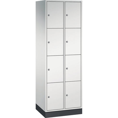 Intro 4-fold compartment locker, 2 compartments, light grey, WxD 620 x 500 mm.