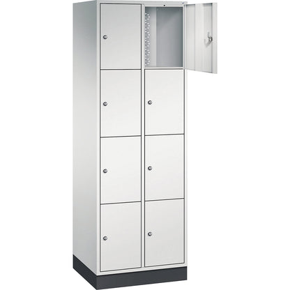 Intro 4-fold compartment locker, 2 compartments, light grey, WxD 620 x 500 mm.