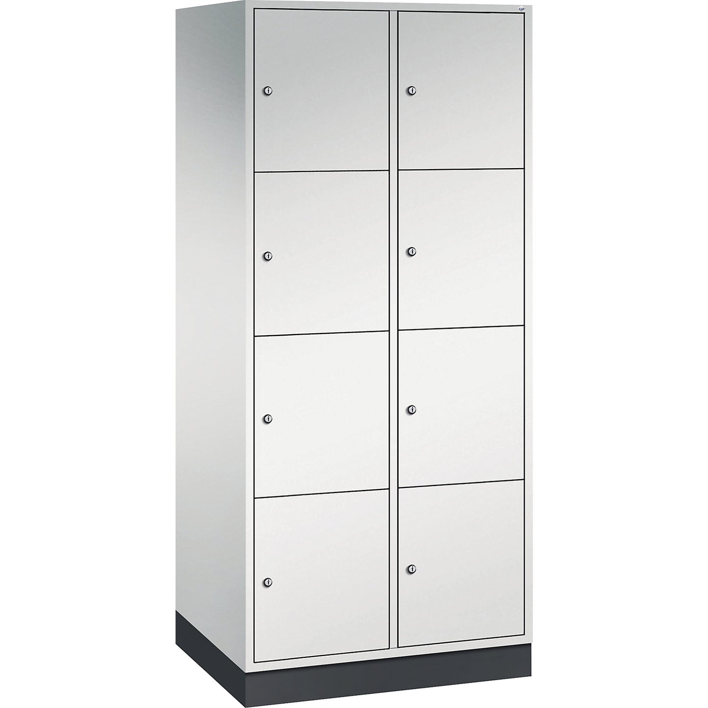 Intro 4-fold compartment locker, 2 compartments, light grey, WxD 820 x 600 mm.