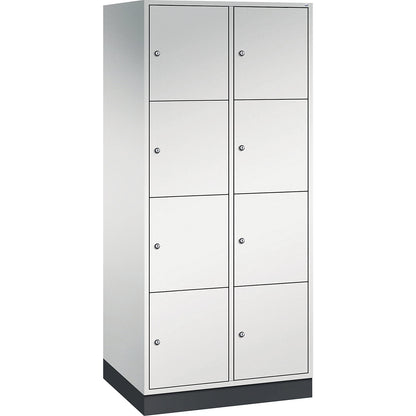 Intro 4-fold compartment locker, 2 compartments, light grey, WxD 820 x 600 mm.