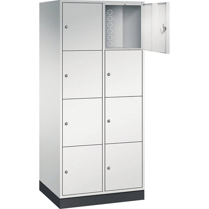 Intro 4-fold compartment locker, 2 compartments, light grey, WxD 820 x 600 mm.