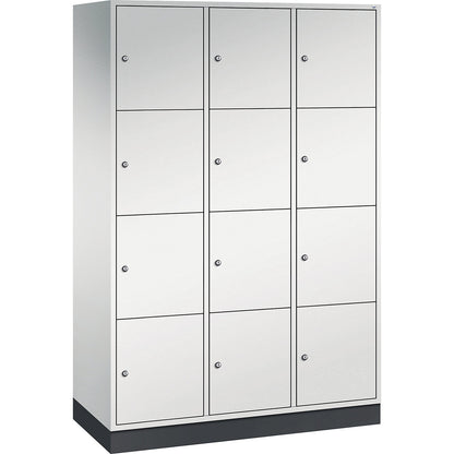 Intro 4-fold compartment locker, 3 compartments, light grey, WxD 1220 x 500 mm.