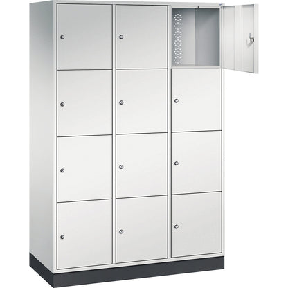 Intro 4-fold compartment locker, 3 compartments, light grey, WxD 1220 x 500 mm.