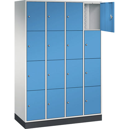 Intro 4-fold compartment locker, 4 compartments, light grey / light blue, WxD 1220 x 500 mm.