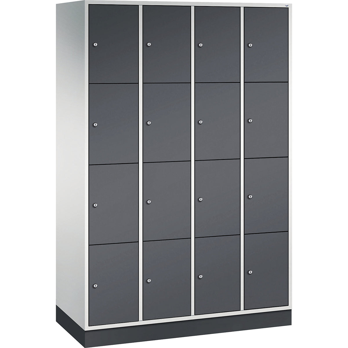 Intro 4-fold compartment locker, 4 compartments, light grey / black grey, WxD 1220 x 500 mm.