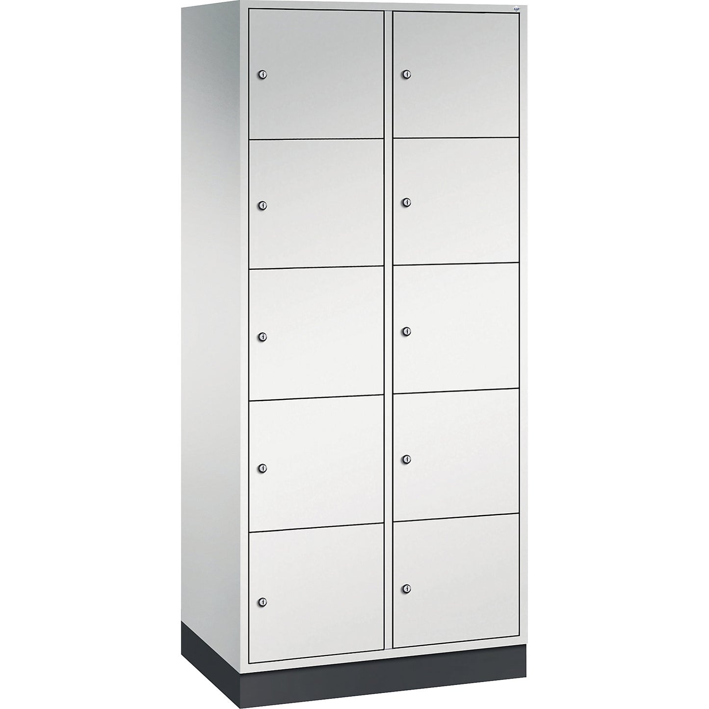 Intro 5-fold compartment locker, 2 compartments, light grey, WxD 820 x 500 mm.