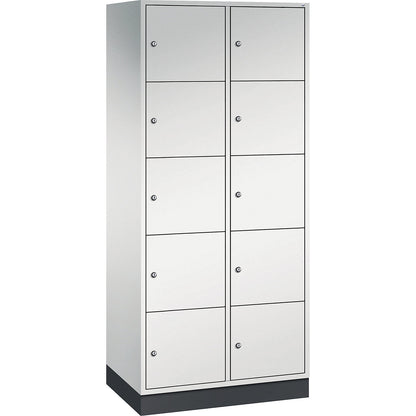 Intro 5-fold compartment locker, 2 compartments, light grey, WxD 820 x 500 mm.