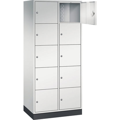 Intro 5-fold compartment locker, 2 compartments, light grey, WxD 820 x 500 mm.