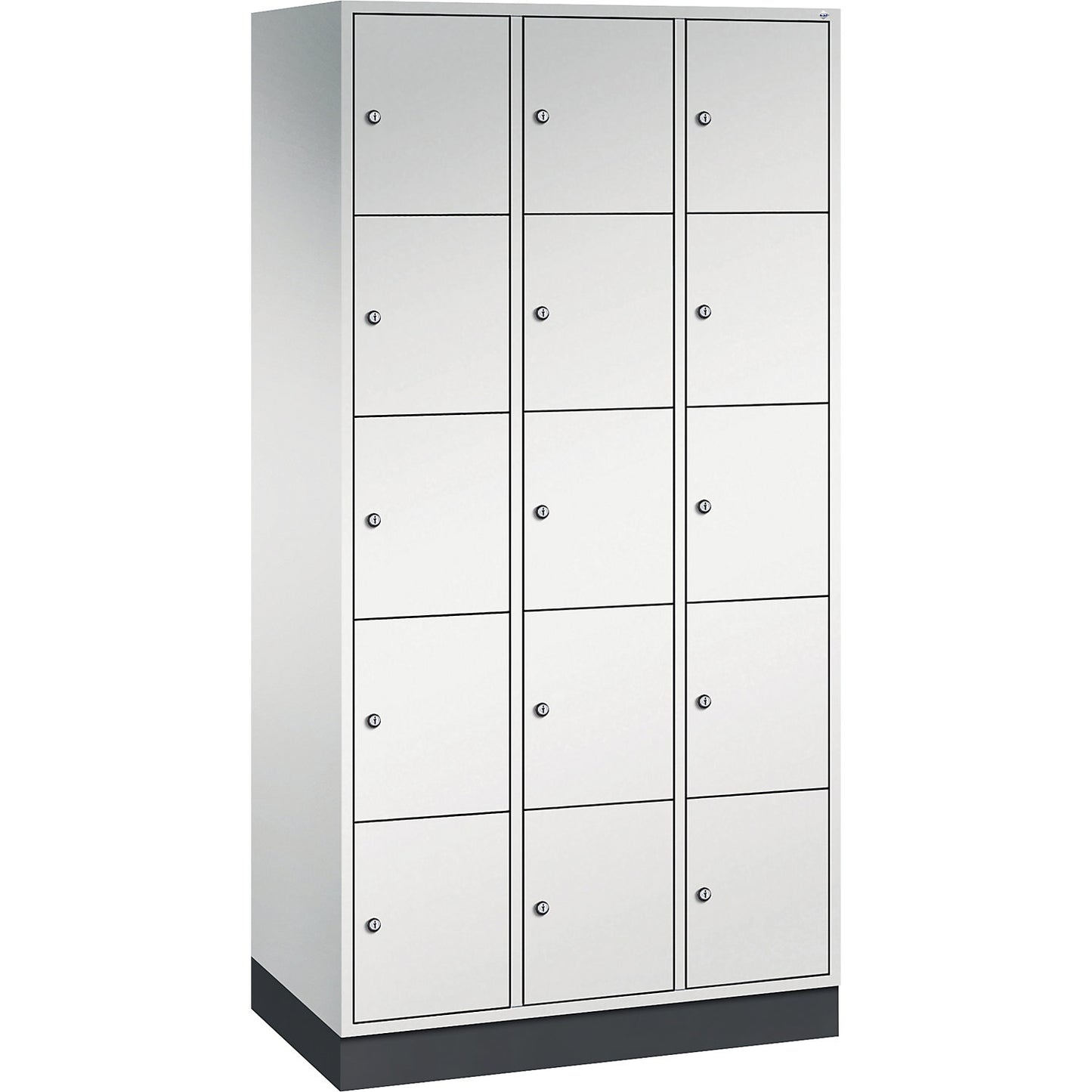 Intro 5-fold compartment locker, 3 compartments, light grey, WxD 920 x 500 mm.