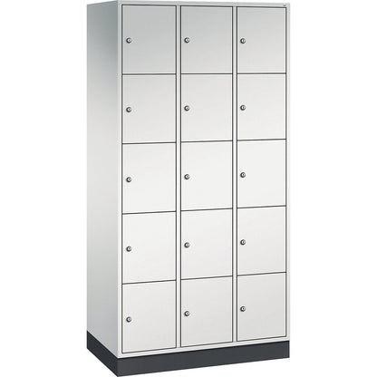 Intro 5-fold compartment locker, 3 compartments, light grey, WxD 920 x 500 mm.