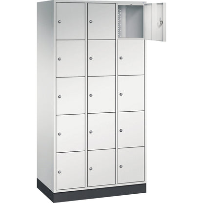 Intro 5-fold compartment locker, 3 compartments, light grey, WxD 920 x 500 mm.