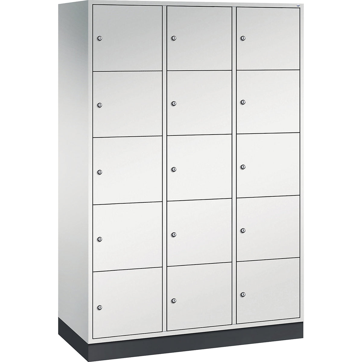 Intro 5-fold compartment locker, 3 compartments, light grey, WxD 1220 x 500 mm.