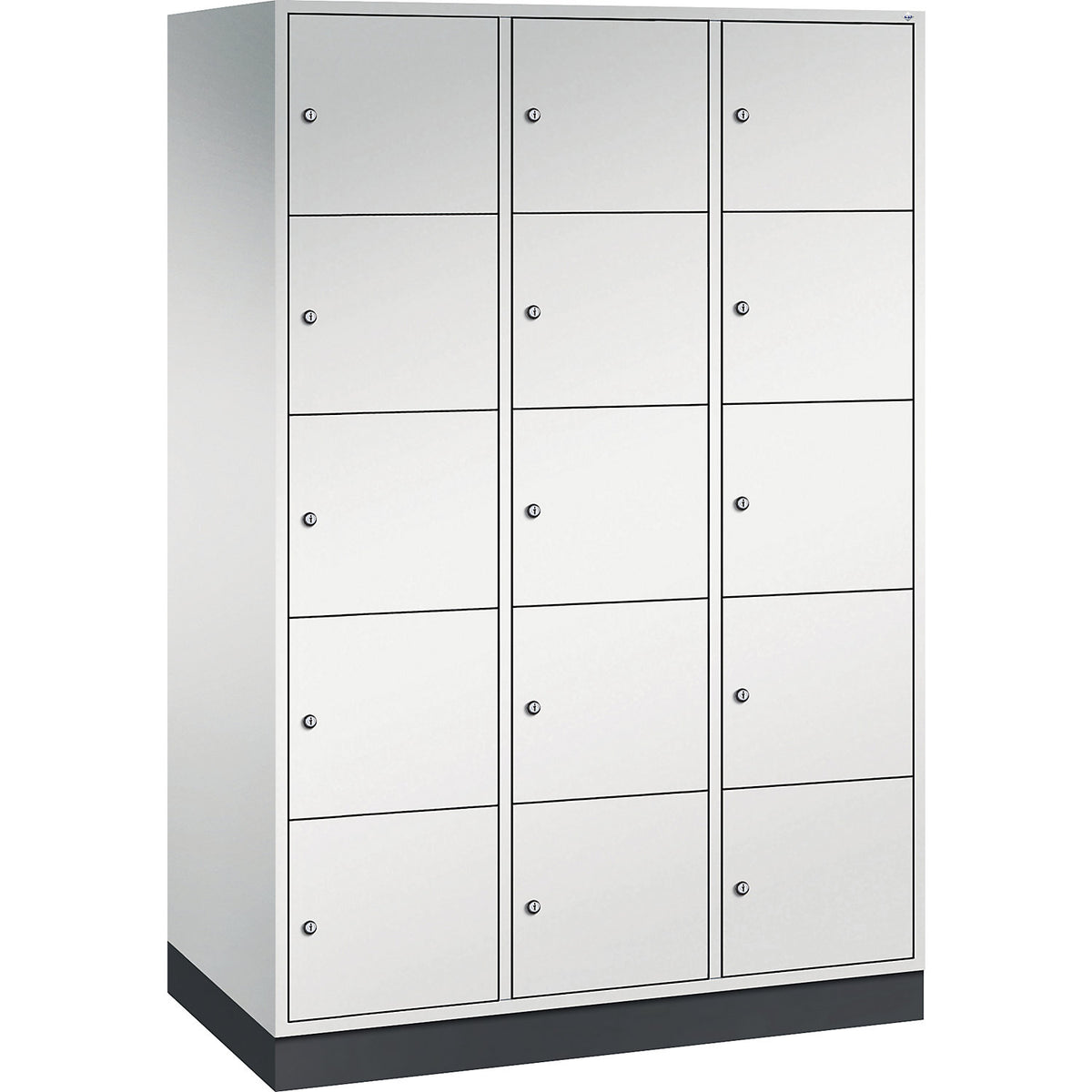 Intro 5-fold compartment locker, 3 compartments, light grey, WxD 1220 x 600 mm.